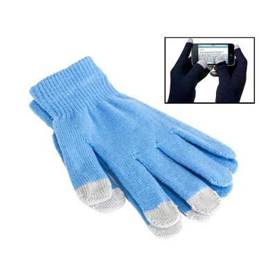 Blue touchscreen gloves